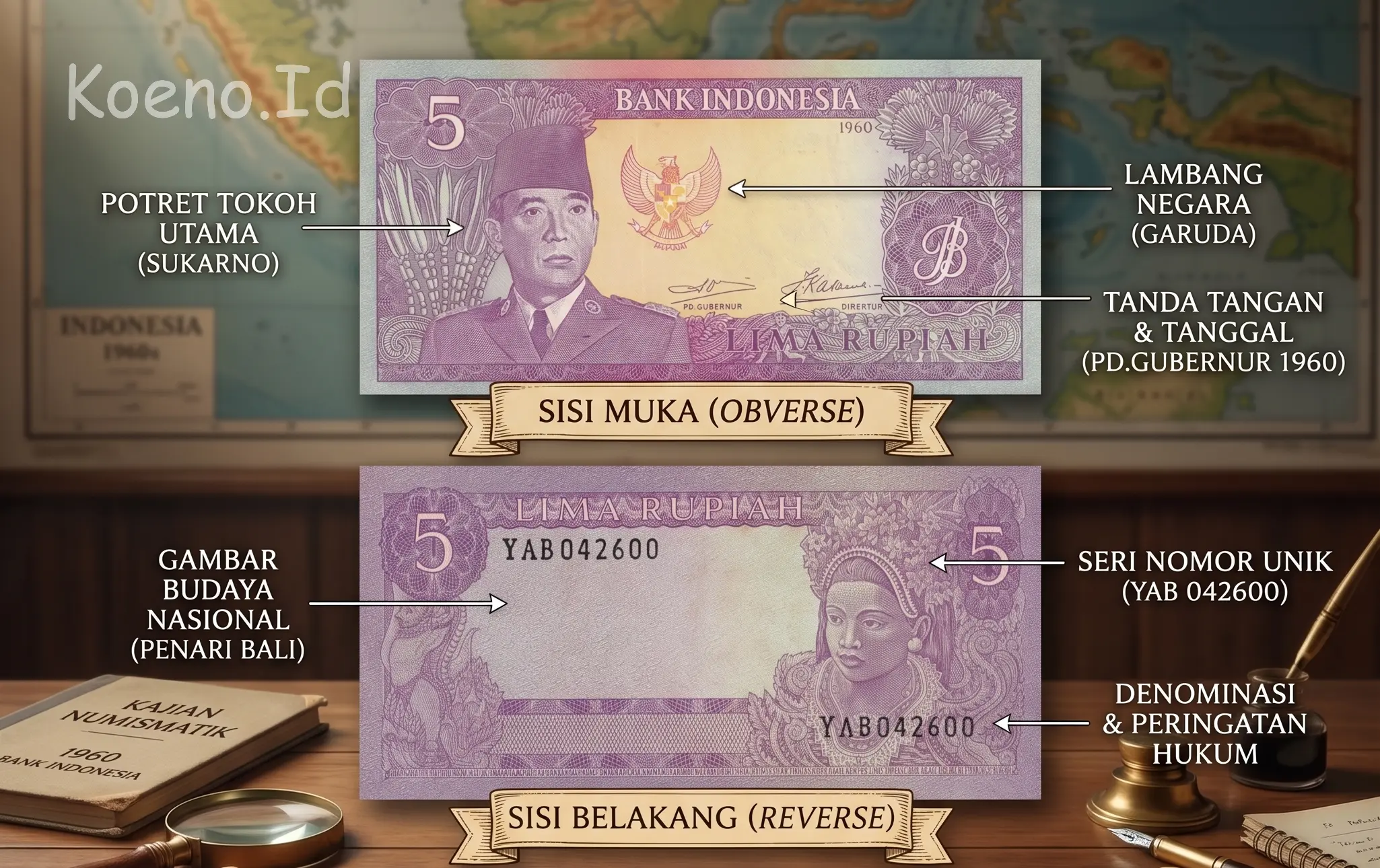 uang kuno 5 rupiah 1960