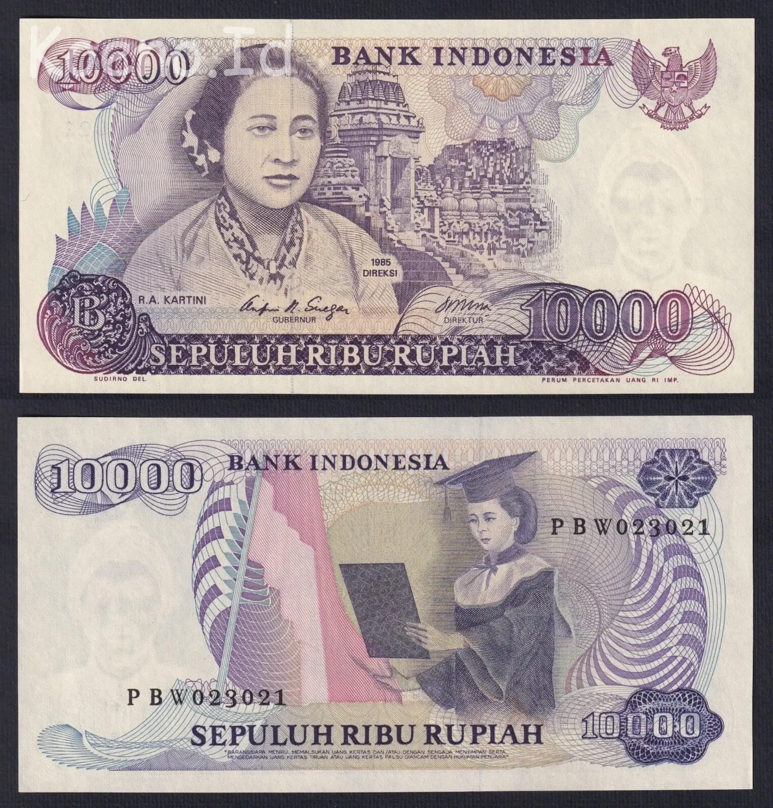 uang kuno rp10000 emisi 1985