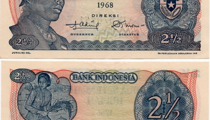 Spesifikasi dan Harga Uang Kertas 2 1/2 (2,5) Rupiah 1968