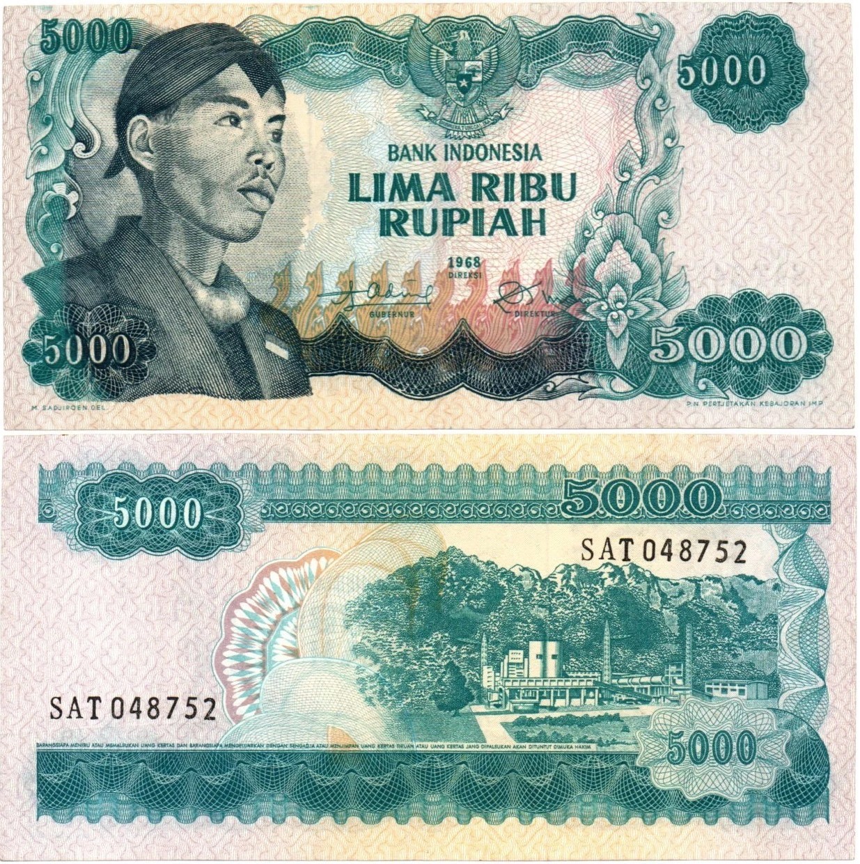 Gambar Uang Kuno 5000 Rupiah Tahun 1968