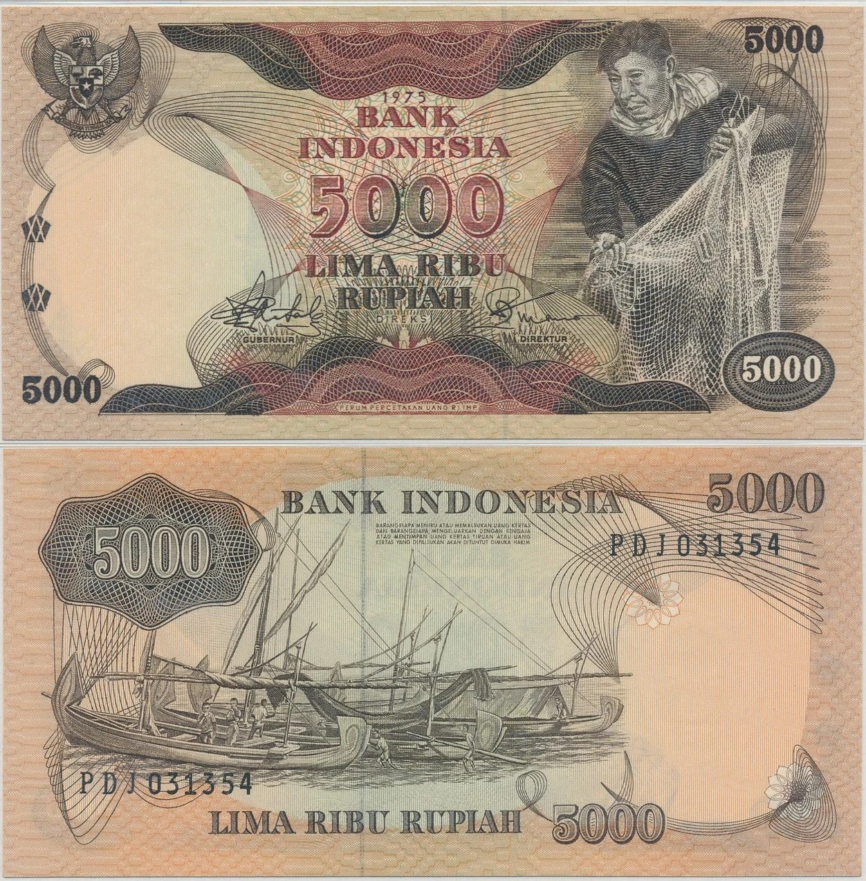 Gambar Uang Kuno 5000 Rupiah Tahun 1975