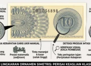 Periksa Keaslian Bingkai Ornamen Simetris Melingkar pada Sisi Belakang Uang Pecahan 10 Sen 1964