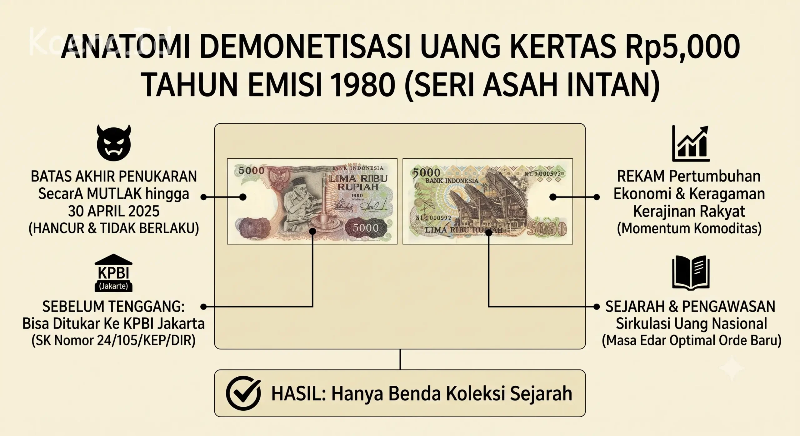 Penukaran Uang Kuno Rp5.000 Tahun 1980 Asah Intan