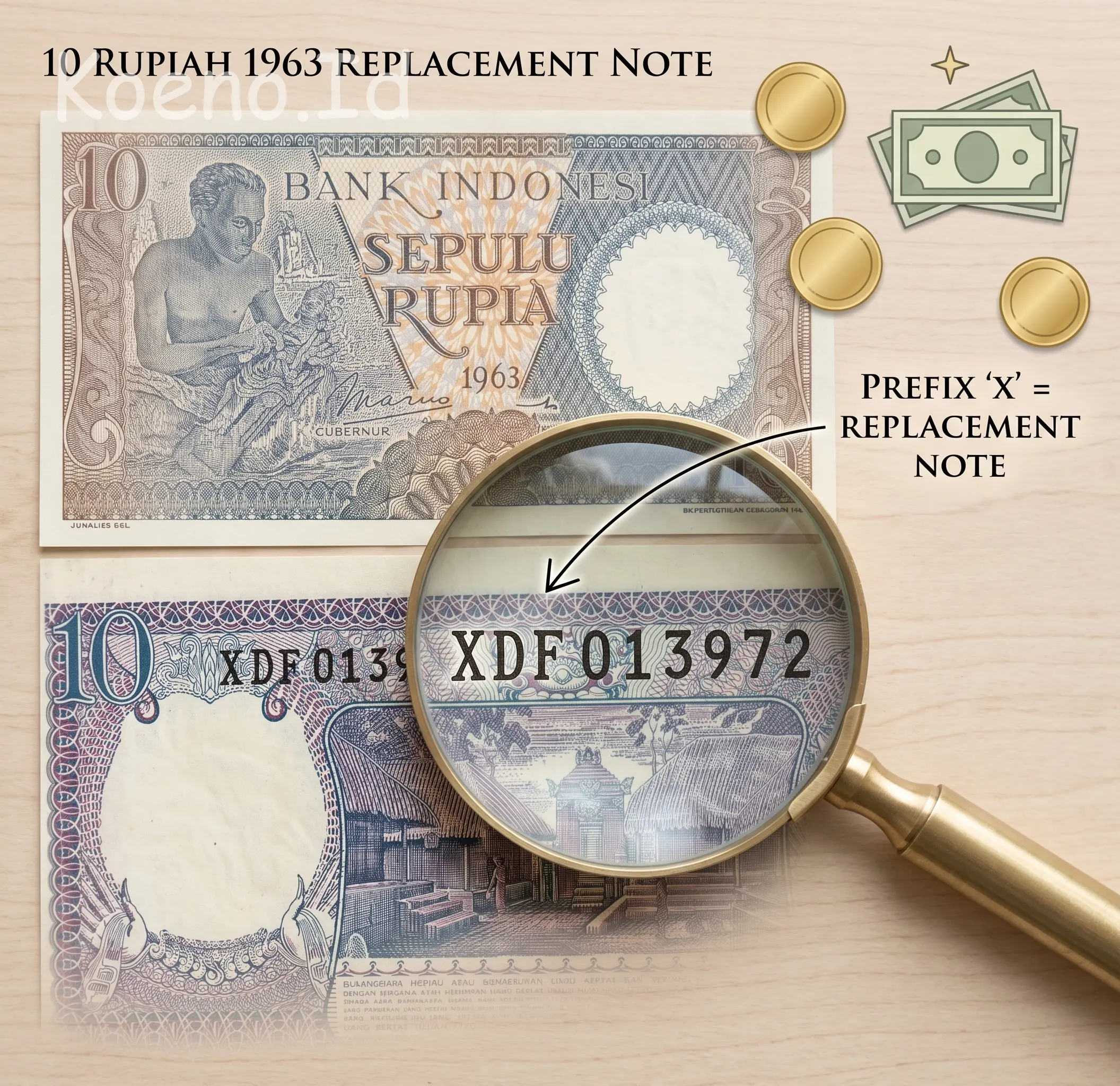 Uang Pengganti (Replacement Note) Pecahan 10 Rupiah 1963