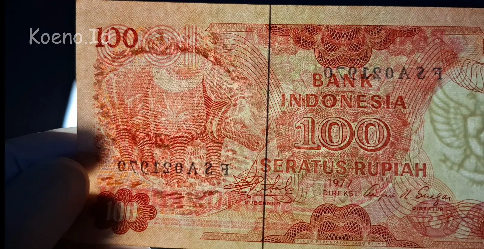 benang pengaman 1977 rp100