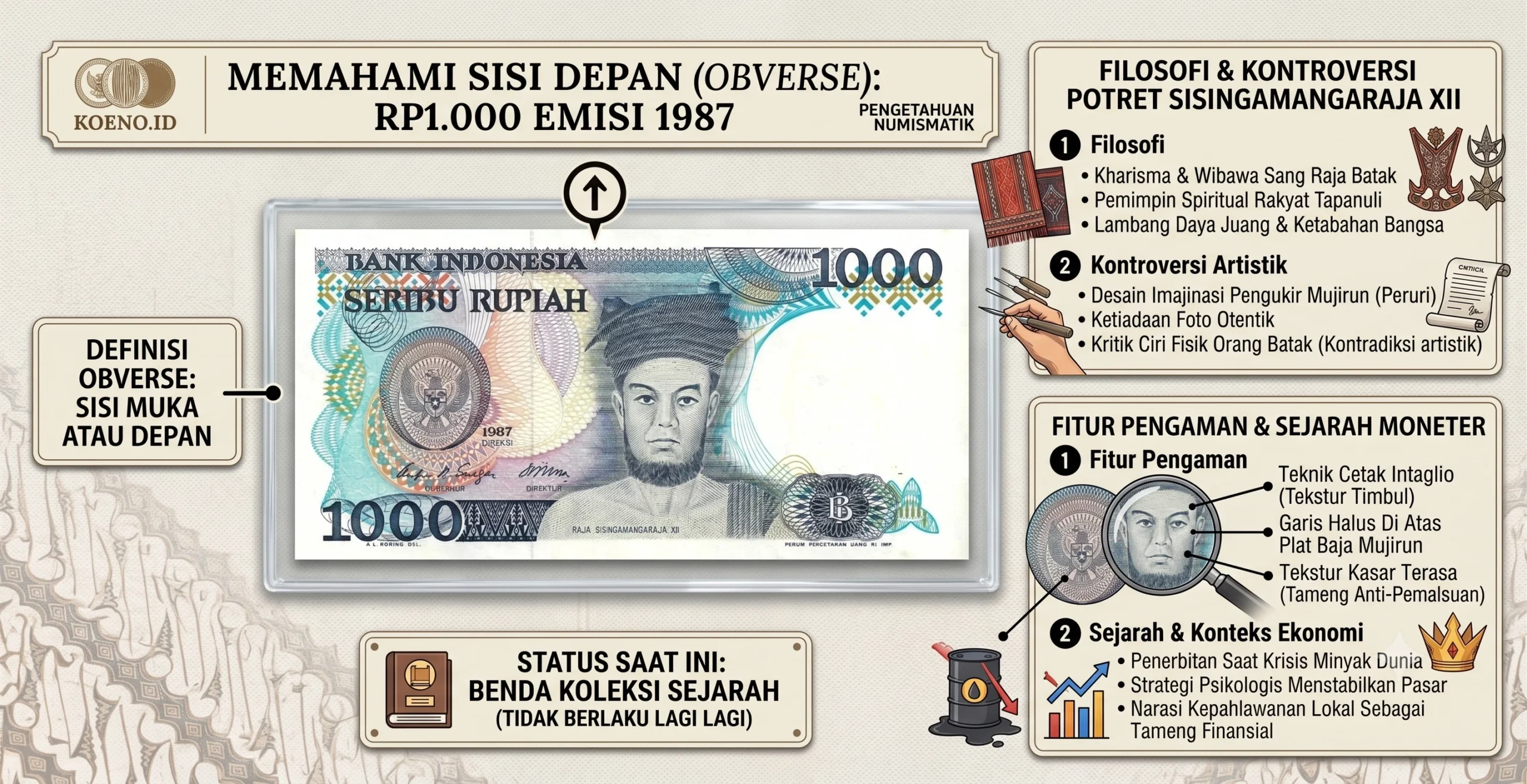 desain depan uang 1000 tahun 1987