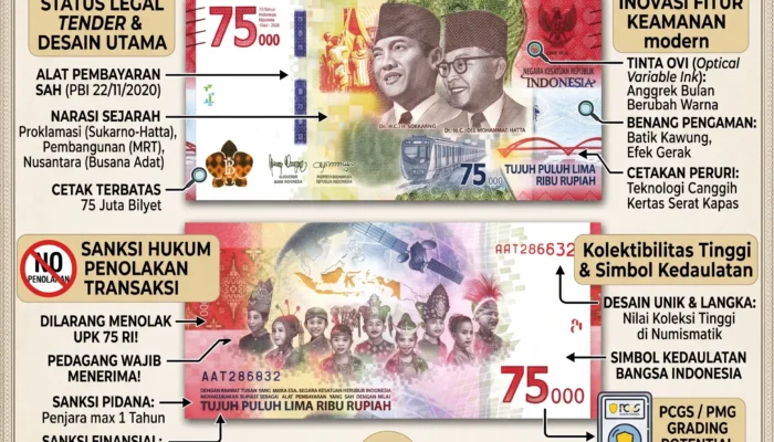 Kebijakan Bank Indonesia Mengenai Legal Tender Uang Kertas UPK 75 RI Rp75.000 Emisi 2020