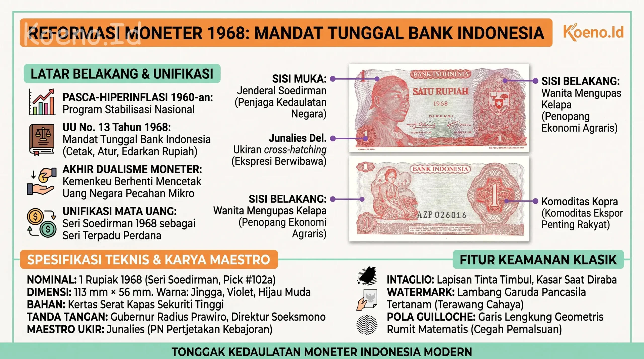 Menerbitkan Tunggal Uang Kertas 1 Rupiah