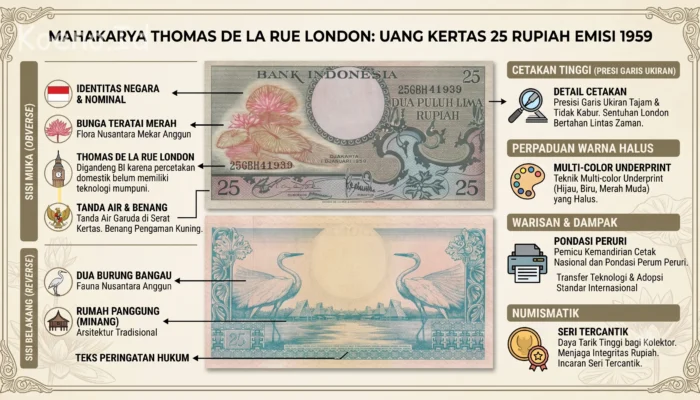 Peran Thomas De La Rue London dalam Menciptakan Keindahan Uang Kertas 25 Rupiah 1959 Seri Bunga Teratai