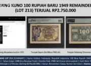 Harga 100 Rupiah Baru 1949 Remainder PMG 64 Tembus Rp2.75 Juta