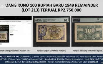Harga 100 Rupiah Baru 1949 Remainder PMG 64 Tembus Rp2.75 Juta
